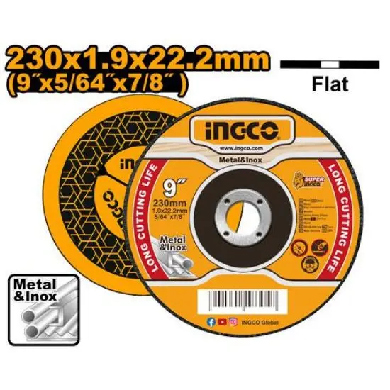 INGCO-MCD302303-230x1.9mm-ديسك-قص-حديد-Cutting-disc-for-metal-and-inox.webp INGCO MCD302303 230×1.9mm ديسك قص حديد Cutting disc for metal and inox - Image 1
