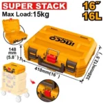 INGCO PBXS101 16″ (410x320x148)mm صندوق عدة قابل للتكديس مقاس STACKABLE TOOL BOX