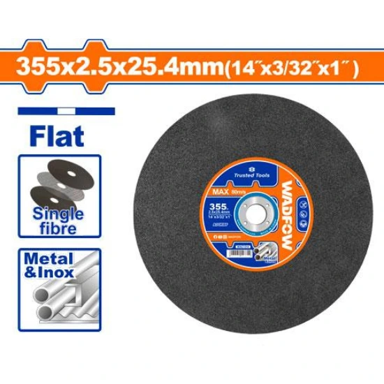 WADFOW-WAC1314-355-mm-ديسك-قص-حديد-Abrasive-metal-cutting-disc.webp WADFOW WAC1314 355 mm ديسك قص حديد Abrasive metal cutting disc - Image 1