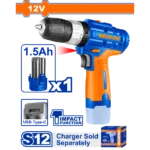 WADFOW WCDS540 12V 1 Batt مقدح بطارية ليثيوم رجراج سرعتين Cordless Impact Drill