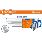 WADFOW WHK1291 9 Pcs CR-V Long arm طقم مسدس طويل Long Arm Hex Key Set