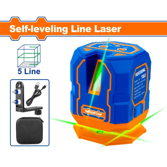 WADFOW-WLE1M05-030-m-ليزر-شقلة-خمسة-خطوط-اخضر-Self-leveling-line-laser-Green-laser-beams.webp WADFOW WLE1M05 0~30 m ليزر شقلة خمسة خطوط اخضر Self-leveling line laser Green laser beams - Image 1