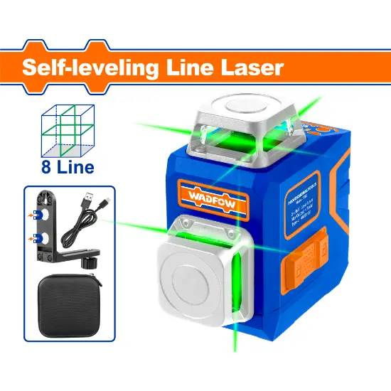 WADFOW-WLE1M08-8Line-030m-ليزر-شقلة-8-خطوط-اخضر-Self-leveling-line-laser-Green-laser-beams.webp WADFOW WLE1M08 8Line 0~30m ليزر شقلة 8 خطوط اخضر Self-leveling line laser Green laser beams - Image 1