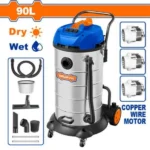 WADFOW WVR5A90 90L 3 X 1200 W مكنسة برميل كهربائية Wet & Dry Industrial Vacuum Cleaner 3 Motors