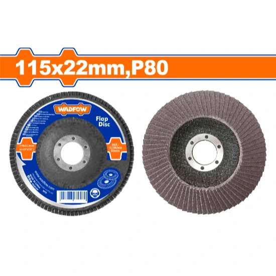 WADFOW-WYL1303-115mmx22mm-P80-ديسك-مدرج-لتلميع-الستانلس-Flap-disc-.webp WADFOW WYL1303 115mmx22mm P80 ديسك مدرج لتلميع الستانلس Flap disc - Image 1