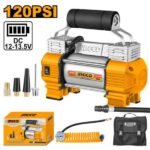 INGCO AAC2508 12V 120PSI منفخ دواليب كبير 2 بيستون Industrial Auto Air Compressor