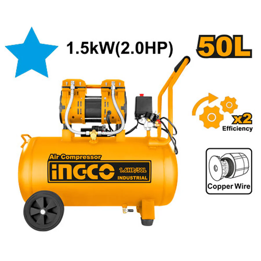 ingco-acs112501-50l-1200w-1.6hp-كومبرسور-هواء-كاتم-air-compressor-lebanon.webp INGCO ACS112501 50L 1200W (1.6HP) كومبرسور هواء كاتم Air Compressor - Image 1