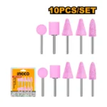 INGCO AKB1012 10PCS 3MM طقم رؤوس جلخ مشكل لمقدح نواعم Set Accessories for Mini Die Grinder