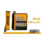 INGCO AKD2101 10PCS SDS طقم ريش مع شوكة وازميل Hammer Drill Bits And Chisels Set