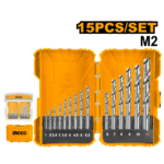 INGCO AKDL51502 15 PCS طقم ريش حديد Drill Bit Set 1mm to 12mm For Metal