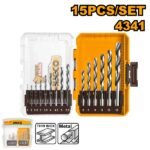 INGCO AKDL51506 15PCS 4341 HSS طقم ريش حديد صناعي Drill Bits Set for Metal