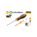 INGCO AKISD0201 2IN1 (6.35X160)MM مفك براغي مسكة كوتشوك قلاب Interchangeable Screwdriver