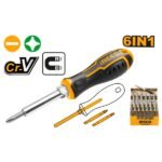 INGCO AKISD0608 6 IN 1 مفك براغي مسكة كوتشوك قلاب Screwdriver Set