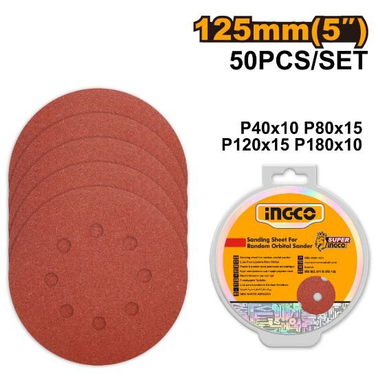 ingco-akrs1250511-50-pcs-p4080120180-125mm-ورق-حفة-دائري-للحفافة-sanding-sheets-for-orbital-sander-lebanon.jpeg INGCO AKRS1250511 50 PCS P(40,80,120,180) 125MM ورق حفة دائري للحفافة Sanding Sheets for Orbital Sander - Image 1