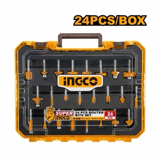 ingco-akrt24062-24pcs-6mm-طقم-ريش-راوتر-صناعي-بعلبة-بلاستك-router-bits-set-lebanon.jpeg INGCO AKRT24062 24PCS 6MM طقم ريش راوتر صناعي بعلبة بلاستك ROUTER BITS SET - Image 1