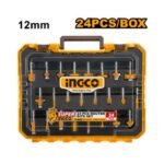 INGCO AKRT24122 24PCS 12MM طقم ريش راوتر صناعي بعلبة بلاستك Router Bits Set