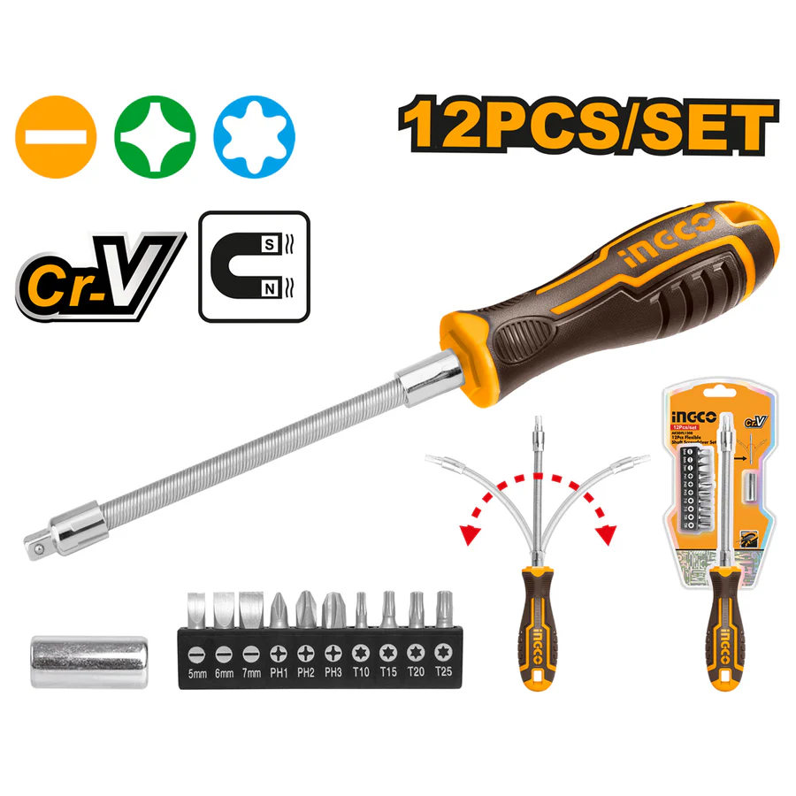 ingco-aksdfl1208-12-pcs-مفك-براغي-فلكسيبل-flexible-shaft-screwdriver-set-lebanon.webp INGCO AKSDFL1208 12 PCS مفك براغي فلكسيبل Flexible Shaft Screwdriver Set - Image 1