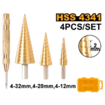 INGCO AKSDS2041 طقم ريش بلبل مع سونبك اوتوماتيك industrial-grade Step Drill Bit Set bundled with an automatic center punch 4Pcs