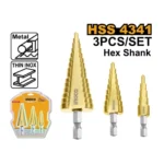 INGCO AKSDS80402 3 PCS HEX SHANK طقم ريش بلبل نحاس صناعي Hss Step Drill Set