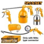 INGCO AKT0051 5PCS طقم فرودة هواء وساعة عيار مع ببريج رسور Air Tools Set