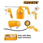 INGCO AKT0053 5PCS طقم فرودة هواء وساعة عيار مع ببريج رسور Air Tools Set