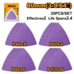 INGCO AKTS080202 20PCS P(40-60-80-120)CMLI2001-MF3008 ورق حف حفافة مثلث Purple delta sanding sheets