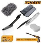 INGCO AMGF0501 5PCS مجموعة فراسشي مكنة غسيل +اسفنج وشقف للتنظيف Cleaning Maintenance Kit Set