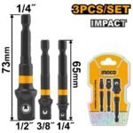 INGCO AMN365A01 3 PCS 1/2″-3/8″-1/4″ طقم ادبتر راس هاكس Socket Adaptor Set with Hex Shank