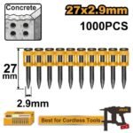 INGCO ANA02271 1000PCS (27X2.9)MM مسمار فرد بطارية بولاد للكونكريت CONTINUOUS FIRING NAILS