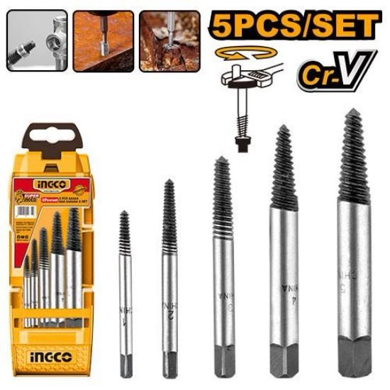 ingco-ase008-5-pcs-طقم-ذكر-قلووز-screw-extractor-set-lebanon.jpeg INGCO ASE008 5 PCS طقم ذكر قلووز SCREW EXTRACTOR SET - Image 1