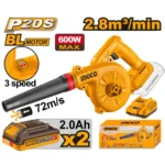 INGCO CABLI20682 20V 2BATT 2AH+CHAR 600Wبلور بطارية 3 سرعات CORDLESS BLOWER
