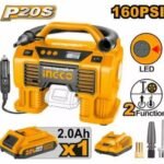 INGCO CACLI20021 20V 1BATT 2A+CHAR V160PSI/11BAR منفخ مع شاشة تحكم Cordless Auto Air Compressor