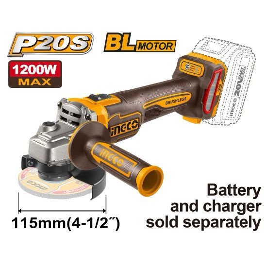 ingco-cagli221153-20v-115mm-1200w-bl-صاروخ-بطارية-brushless-cordless-angle-grinder-lebanon.jpeg INGCO CAGLI221153 20V 115MM 1200W BL صاروخ بطارية Brushless Cordless Angle Grinder - Image 1