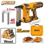 INGCO CCSNLI6005 20V BOX + فرد كباس لخشب على البطارية Cordless Crown Stapler Nailer