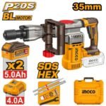INGCO CDBLI203582 20V 2BATT 5AH+CHAR+BOX SDS HEX 35MM على البطارية كومبرسور تكسير Cordless demolition breaker