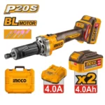INGCO CDGLI20012 20V 2BATT 4AH+CHAR+BOX 6 MM صاروخ جلخ وحفر صناعي INDUSTRIAL Cordless Die Grinder