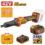 INGCO CDGLI42012 42V 2BATT 2AH+CHAR+BOX 6 MM صاروخ جلخ وحفر صناعي CORDLESS DIE GRINDER