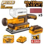 INGCO CFSLI20311 20V 1BATT 4AH+CHA (90X180) BL حفافة صناعية على البطارية Cordless Finishing Sander