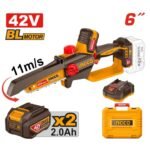 INGCO CGSLI42681 42V 2BATT 2A+CHAR BL 6″ منشار حطب صغير CHAIN SAW INDUSTRIAL
