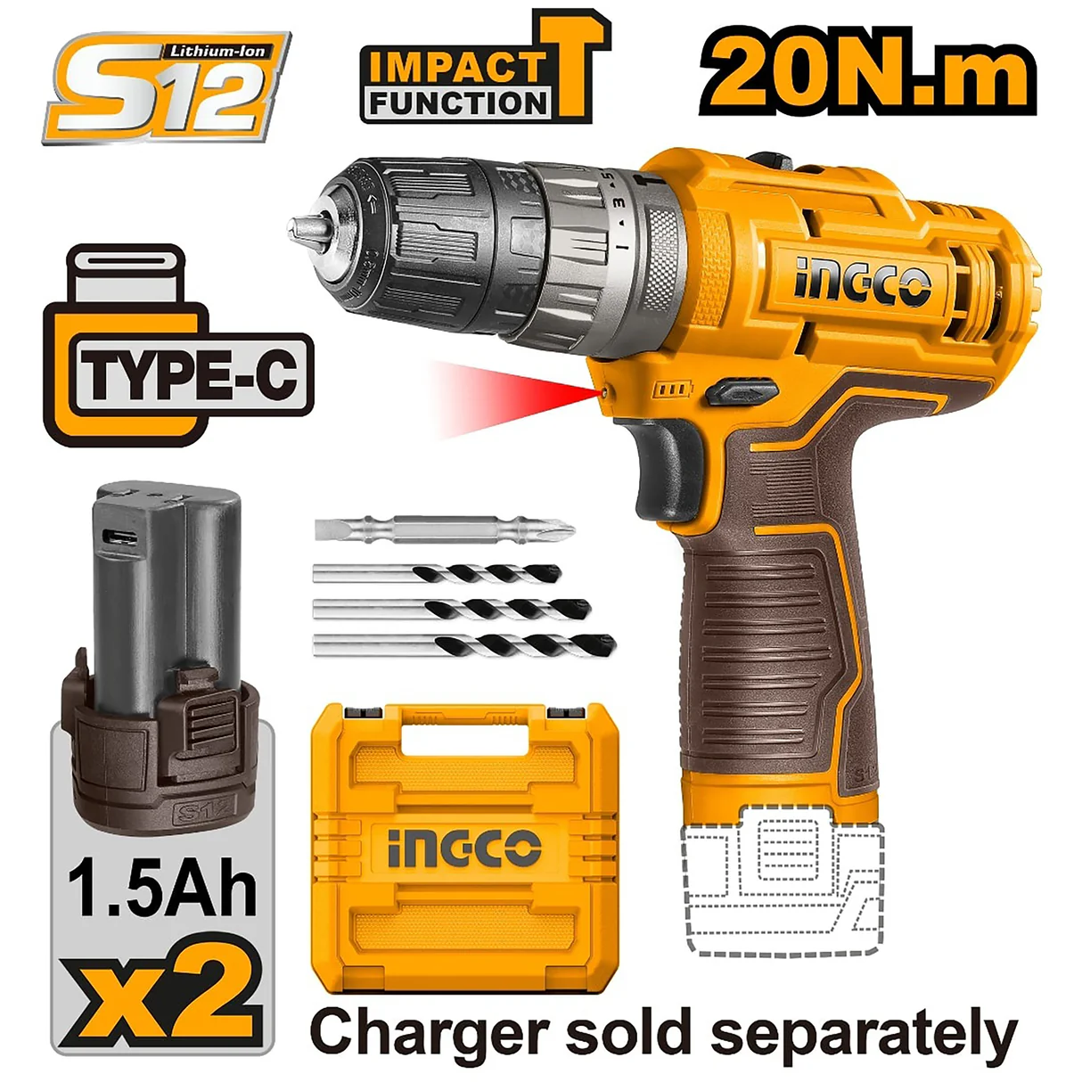 ingco-cidli12206-12v-2battbox-type-c-20n.m-مقدح-بطارية-رجراج-cordless-impact-drill-lebanon.webp INGCO CIDLI12206 12V 2BATT+BOX TYPE-C 20N.M مقدح بطارية رجراج Cordless Impact Drill - Image 1