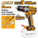 INGCO CIDLI209681 20V 13MM 96N.M BL مقدح بطارية صناعي رجراج فدار Cordless Impact Drill (Bare Tool)