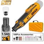 INGCO CMGLI12011 12V S12 1BATT+CHAR مقدح نواعم على البطارية+اكسسوار Cordless Mini Grinder