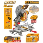 INGCO CMSLI20212 20V 2BATT 4AH+CHAR (210X25.4)MM منشار ديسك خشب بطارية صناعي industrial-grade Cordless Miter Saw with batteries included