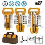 INGCO COS23092 (1/4″-3/8″-1/2″)ثلاثة اطقم طقطاق مع طرابيش+شنطة قماش COMBO 3 Sizes Socket Set