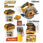 INGCO COSLI231002 20V 1B-2A+1B 4A+CHAR+بلندر+منشار صدر+حفافة مربعة Cordless 3-Piece Combo Kit – Circular Saw, Sheet Sander & Portable Blender