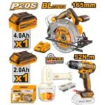 INGCO COSLI240583 20V 2BATT+CHAR HAND MIXER+مقدح + منشار صدر COMBO 3 PCS Kit CORDLESS CIRCULAR SAW IMPACT DRILL