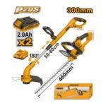 INGCO COSLI240585 20V 2BATT 2AH+CHAR منشار مرجان لتشحيل الشجر+حشاشة بطارية يدوية Cordless Grass & Hedge Trimmer Combo Kit