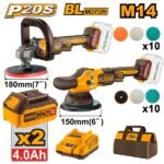 INGCO COSLI241191 20V 2BATT 4AH +CHAR+BAG مجموعة صواريخ بولش Combo Kit with Lithium-Ion Brushless Cordless Polisher