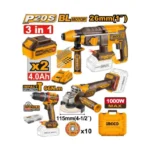 INGCO COSLI241198 20V 2B 4A 26MM SDS صاروخ+مقدح بطارية رجراج +ديسكات+مقدح Cordless 3 pcs combo kit