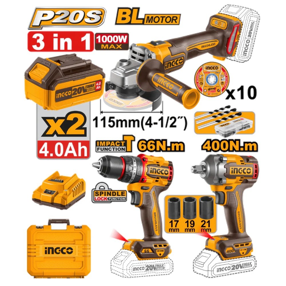 ingco-cosli241291-20v-2batt-4ah-400n.m-صاروخمقدح-بطارية-رجراج-ديسكاتفرد-شد-combo-kit-cordless-angle-grinder-impact-drill-impact-wrench-lebanon.jpeg INGCO COSLI241291 20V 2BATT 4AH 400N.M صاروخ+مقدح بطارية رجراج + ديسكات+فرد شد Combo Kit cordless angle grinder impact drill impact wrench - Image 1
